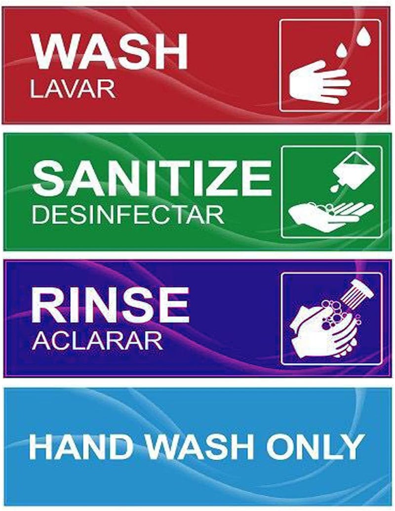 Gircss 4 Pack Wash Rinse Sanitize Sink Labels, Waterproof Sticker Signs Perfect for 3 Compartment Sink - Restaurants, Commercial Kitchens, Food Trucks, Dishwashing or Wash Station - Image 1